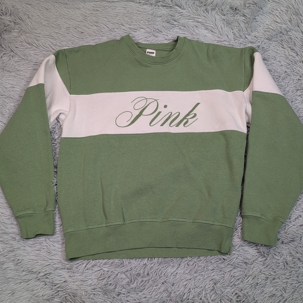 Pink Victorias Secret Sweatshirt Womens S Green Athletic Casual Comfy Active